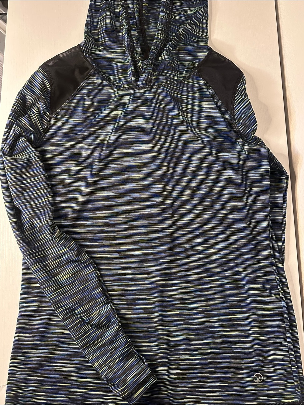 VOGO Athletica Women's Hooded Rash Guard - Blue/Black Space Dye